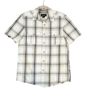 Eddie Bauer Button Down Shirt Men's Small Short Sleeve Outdoor Plaid 100% Cotton